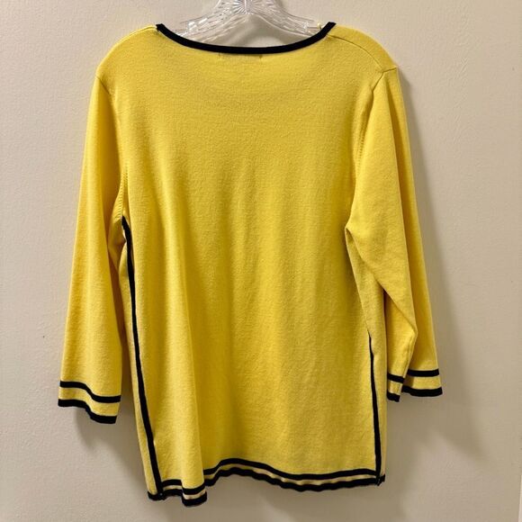 Allison Daley Womens Sweater Yellow/Navy Large - Picture 4 of 4